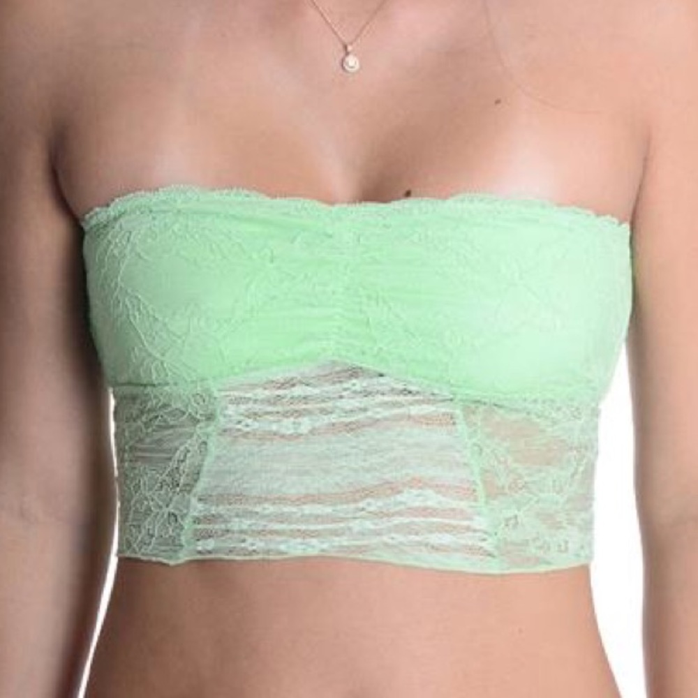 Free People Crop Lace Ruched Strapless Bandeau